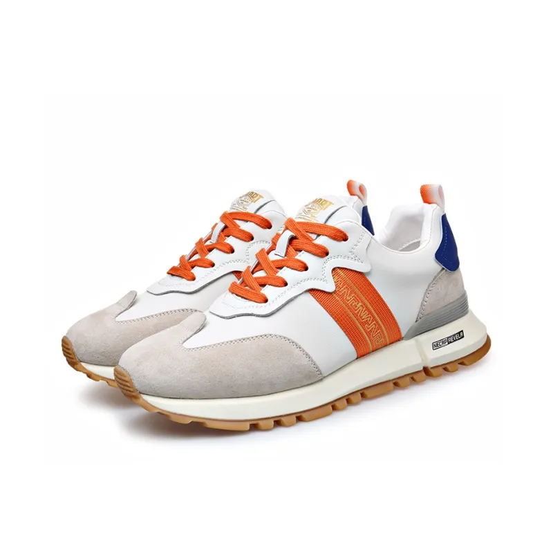 Romon Cushioning And Breathable Low Top Casual Shoes Men's White Orange-2