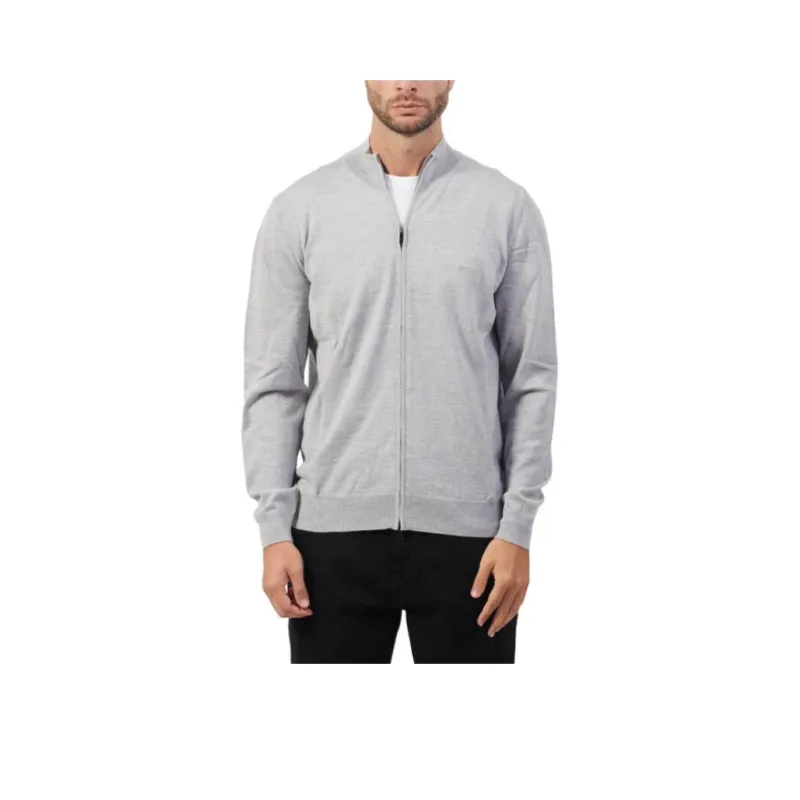 HUGO BOSS Logo Embroidered Zipped Knit Cardigan-0