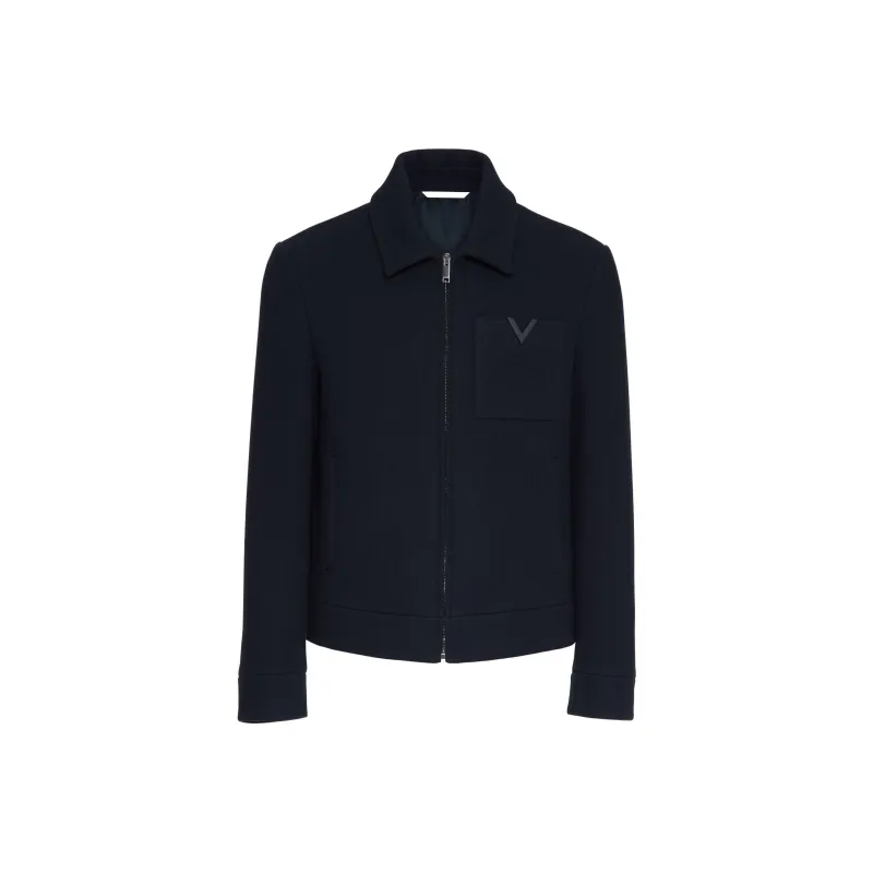 Valentino Logo-appliqué Wool Jacket-0