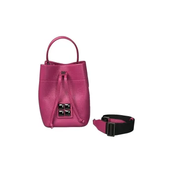 BPRIME Solid Color Bucket Bag, One Shoulder Handbag Women's Rose Red