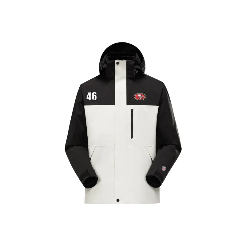 NFL Waterproof And Windproof Windbreaker Jacket Unisex White Black And White-0