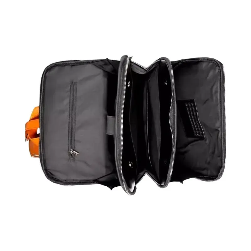 VIHUS Top Grain Cow Leather Backpack And Laptop Bag Men's Black-3