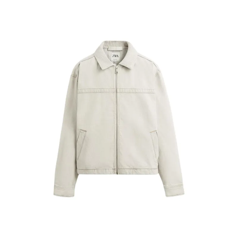 ZARA Denim Jackets Men Beige-0