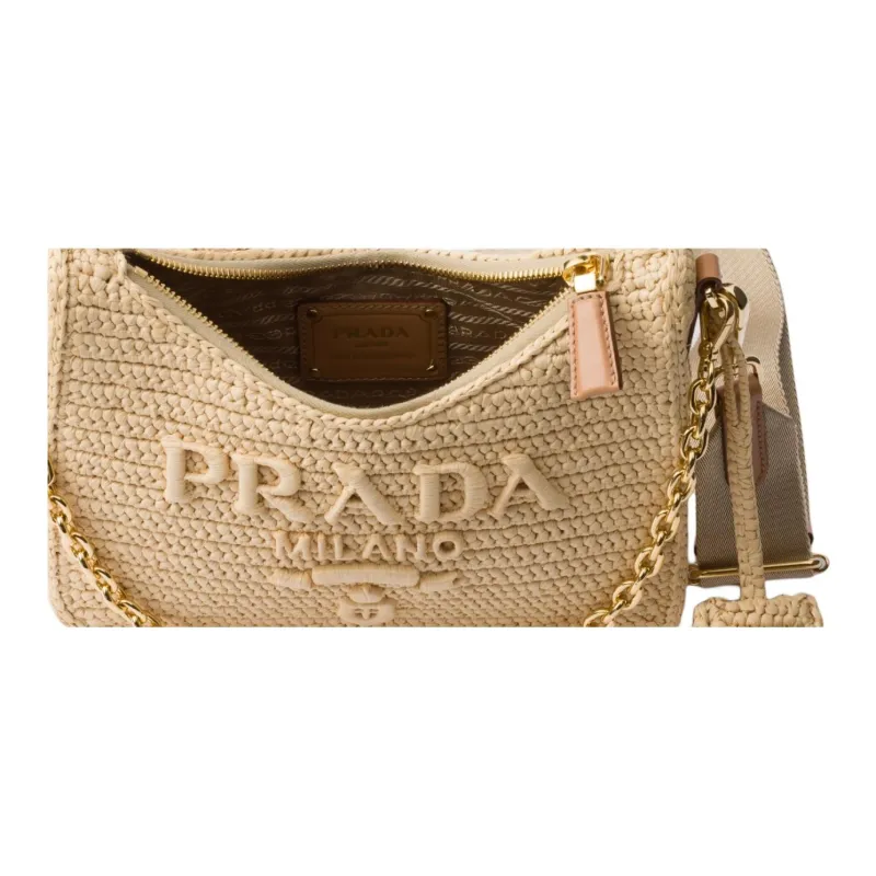PRADA Re Edition Raffia Shoulder Bag Women's Natural-5