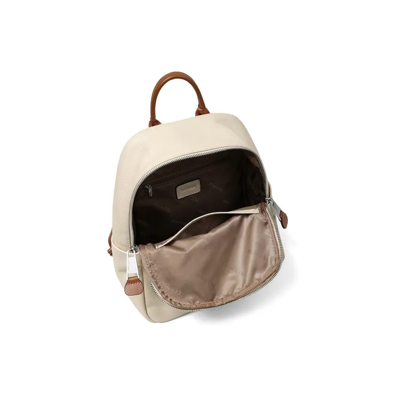 Teenmix Cow Leather Backpack Large Size Women's Black/Apricot-3