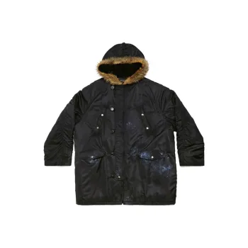 Balenciaga Faux Fur trim Hooded Parka