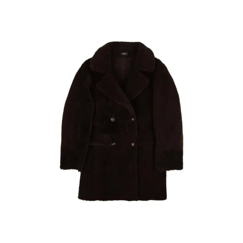 AMIRI Shearling Fur Pea Coat-0