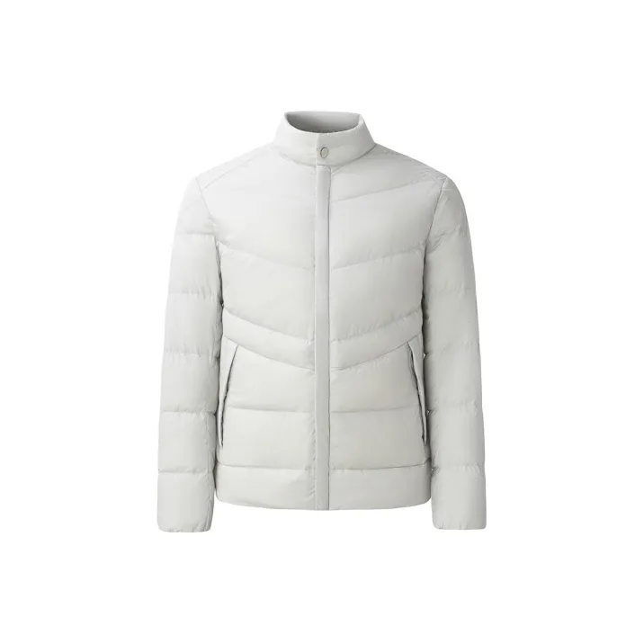 RARE FW22 Solid Color Stand Collar Down Jacket Men's Silver-0
