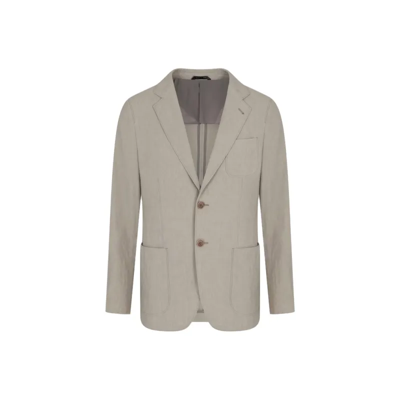 GIORGIO ARMANI Upton Line Single breasted Jacket In Linen Canvas-0