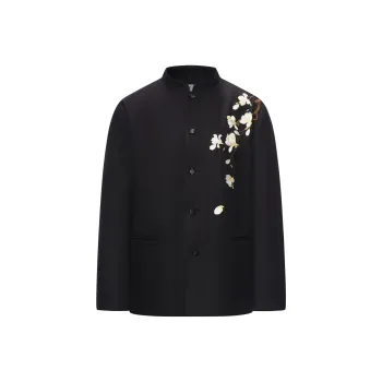 CNEW White Magnolia Embroidered New Chinese Style Business Suit Unisex