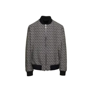 BALMAIN Monogram Print Reversible Bomber Jacket
