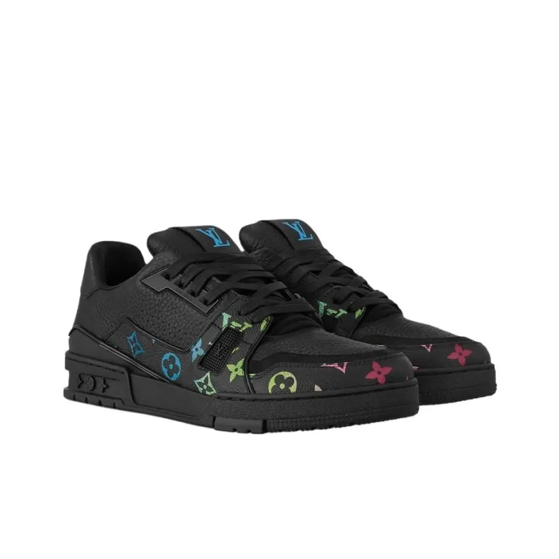 LOUIS VUITTON Trainer Low Top Skateboard Shoes Men's Black-2