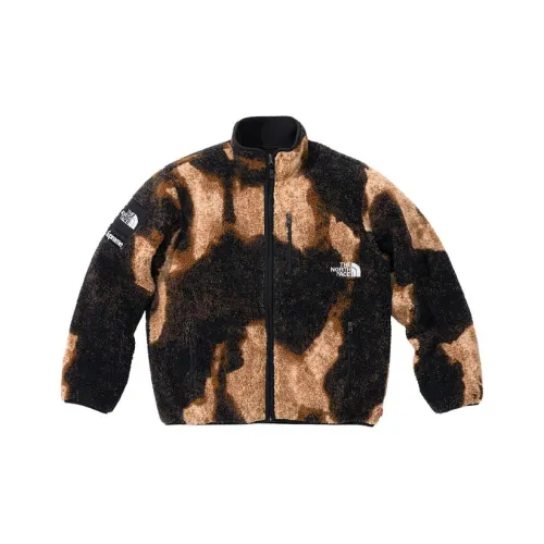 Supreme The North Face Bleached Denim Print Fleece Jacket