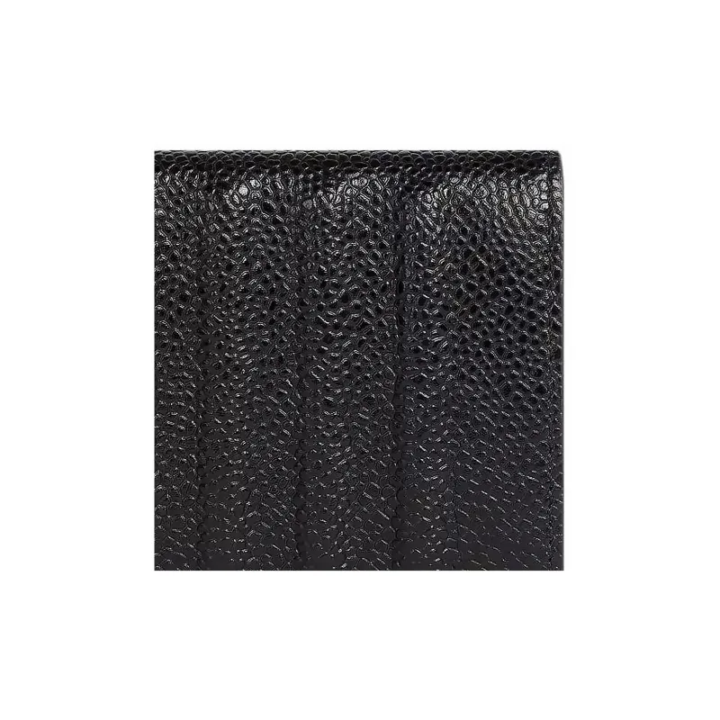 THOM BROWNE· Satin Logo Pebble Texture Cow Leather Card Holder Men's Black-4