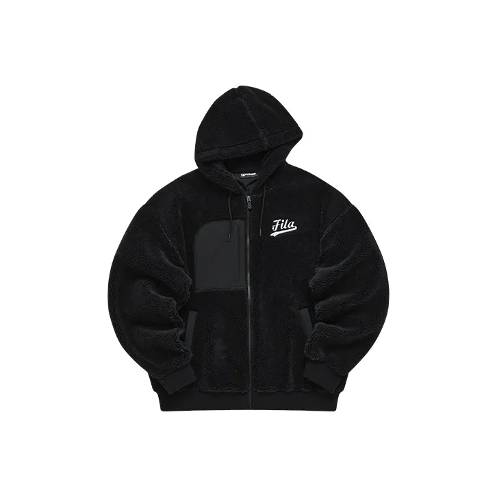 FILA FUSION BASEBALL Series Velvet Jackets Men Pitch Black-0