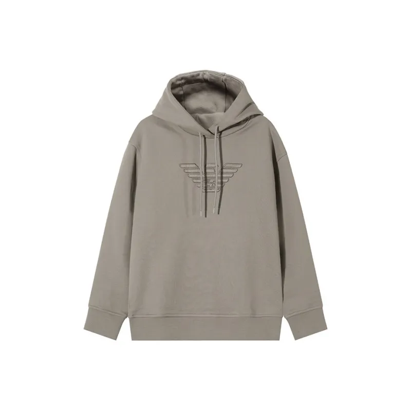 EMPORIO ARMANI Logo Embroidered Drawstring Hoodie-0