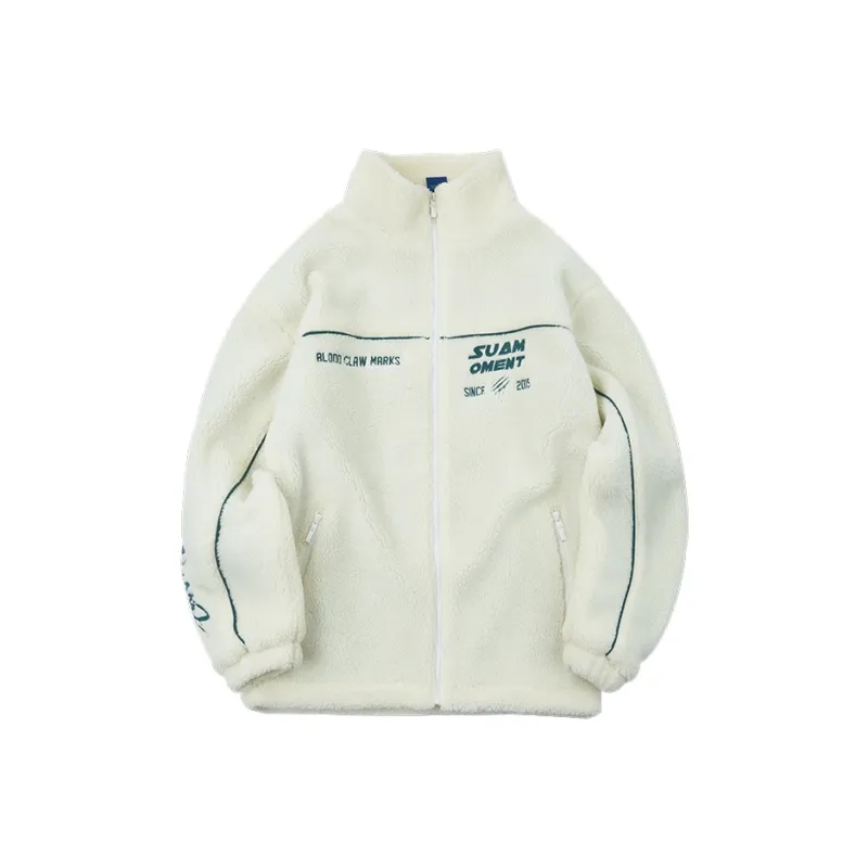 Suamoment Puffer Jacket Letter Geometric Pattern Stand Collar Unisex Loose Fit Puffer Jacket Unisex-4