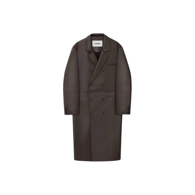 NANUSHKA Faux-leather Double-breasted Coat-0