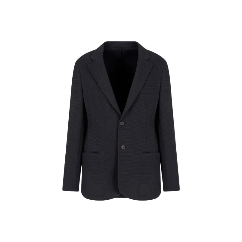 EMPORIO ARMANI Travel Essentials Single breasted Blazer In Waffle Jersey-0