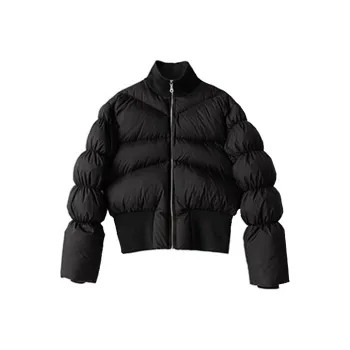 FRKM Solid Color Stand Collar Cropped Down Jacket Unisex Black