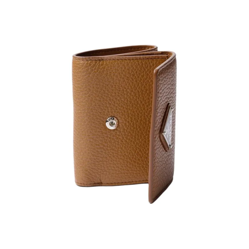 PRADA Vitello Dino Cow Leather Wallet Women's Brown-3