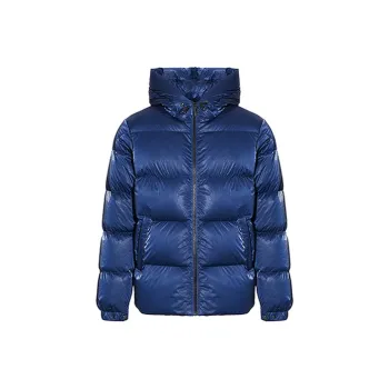 RARE FW22 Solid Color Hooded Cropped Down Jacket Men's Blue