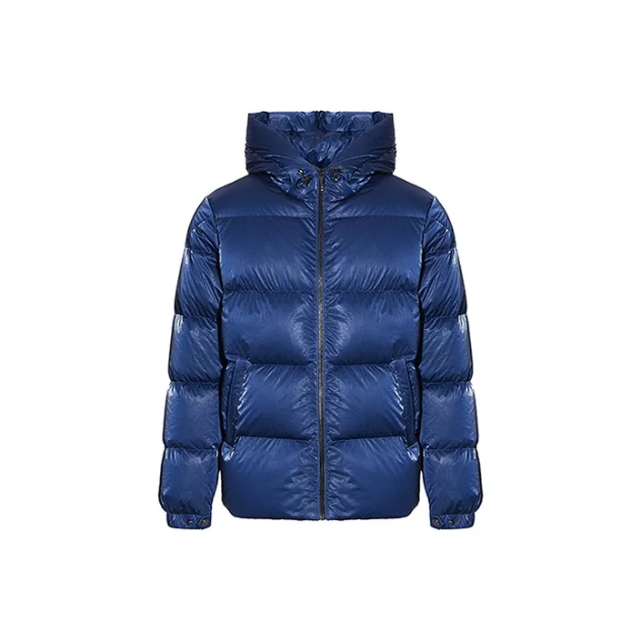 RARE FW22 Solid Color Hooded Cropped Down Jacket Men's Blue-0