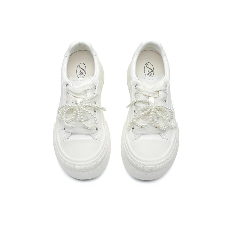 ABIDJAN Ribbon Pearl Collection Lightweight And Breathable Low Top Skateboard Shoes Women's-3