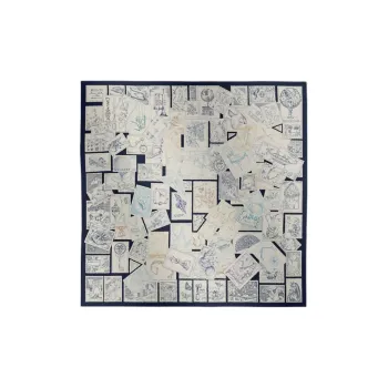 HERMES Mulberry Silk Scarves Women's Marine Blue