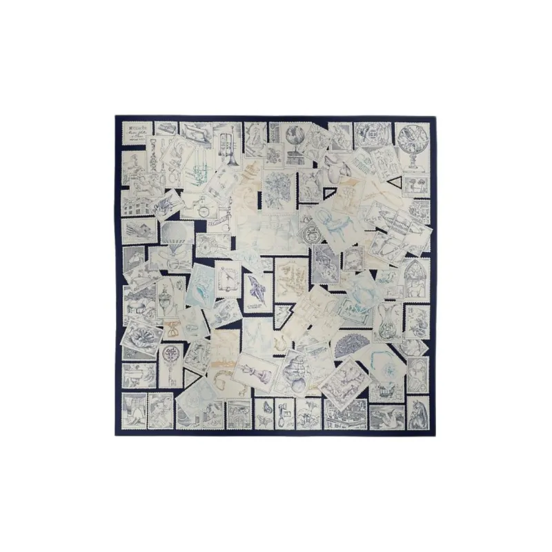 HERMES Mulberry Silk Scarves Women's Marine Blue-0