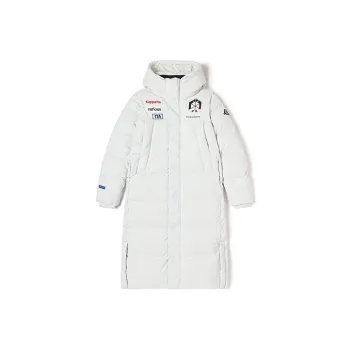 Kappa Letter Hooded Long Down Jacket Unisex
