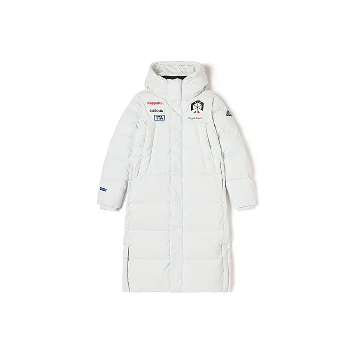 Kappa Letter Hooded Long Down Jacket Unisex-0