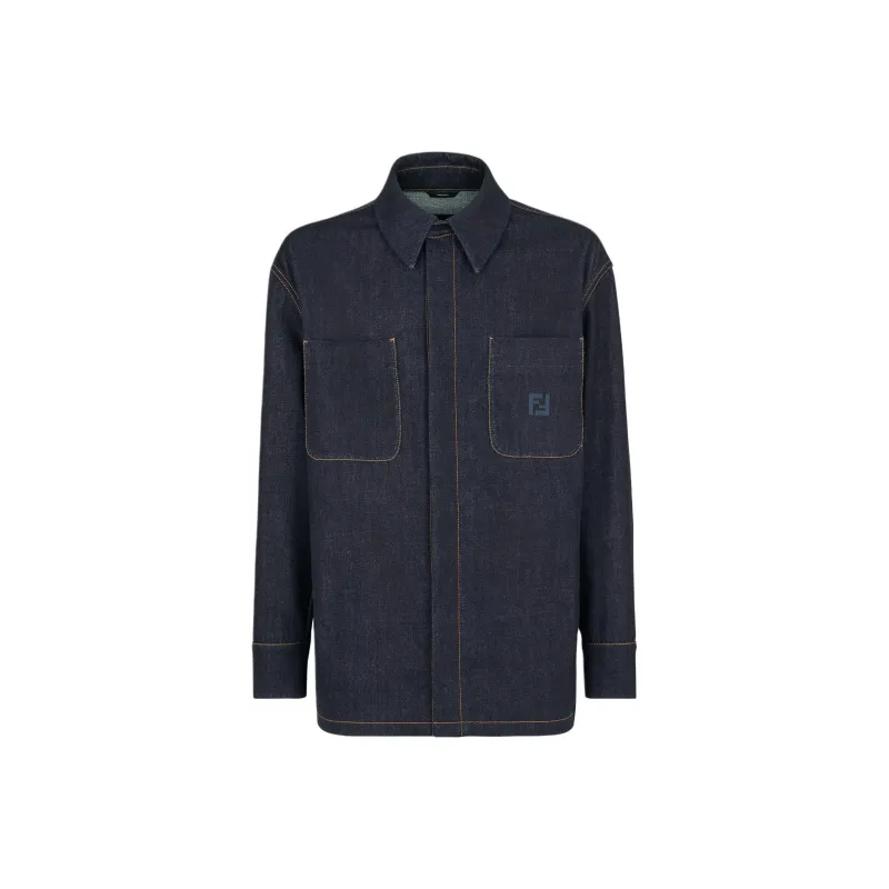 FENDI Logo Embroidered Denim Jacket-0