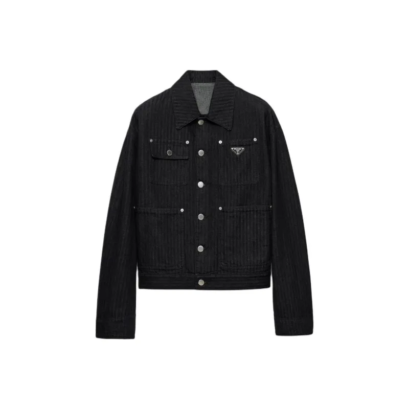 PRADA Denim Jackets Men Black-0