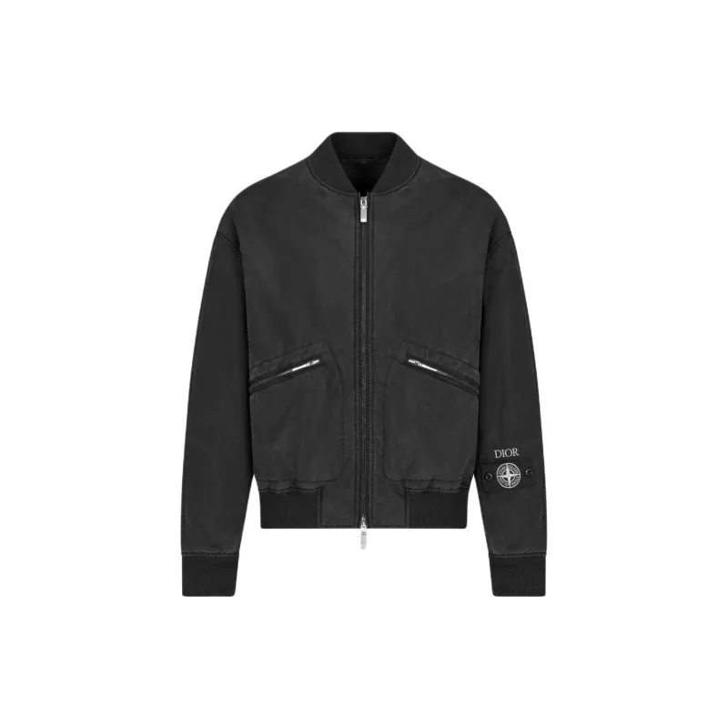 DIOR X Stone Island Habotai Silk Blend Bomber Jacket-0