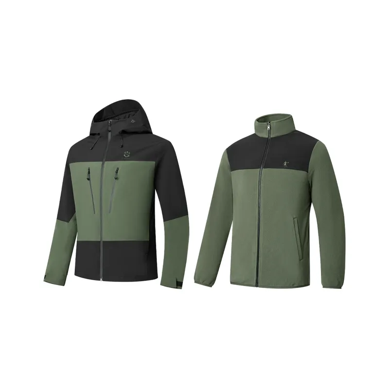 QIAODAN Mountain God Series Windbreaker Jackets Men Chalcedony Green-0