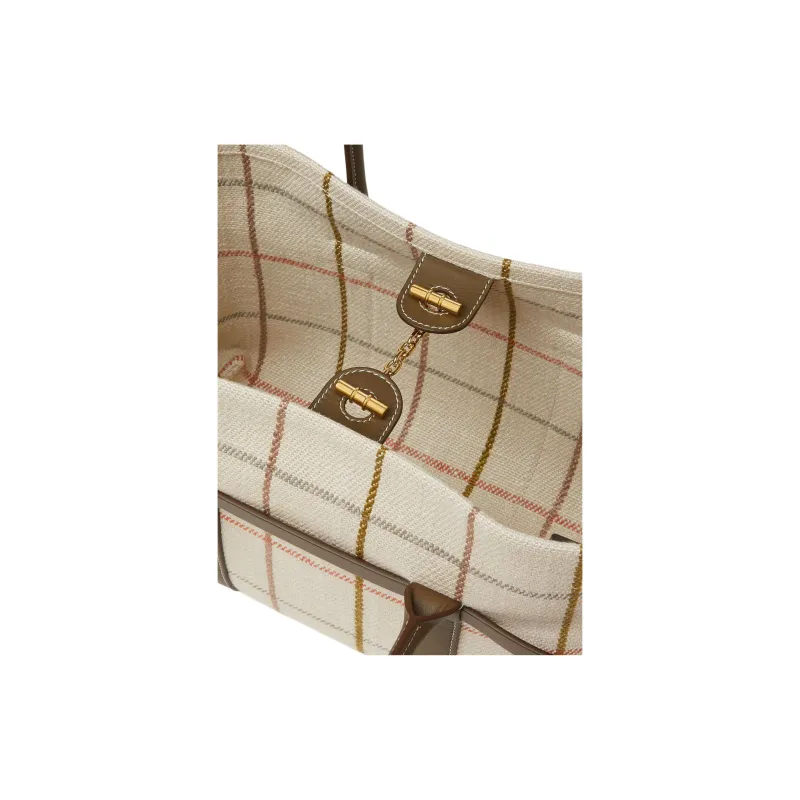 Loro Piana Ghiera Linen Tote Bag, Shopping Bag, Handbag Small Size Women's Khaki-6