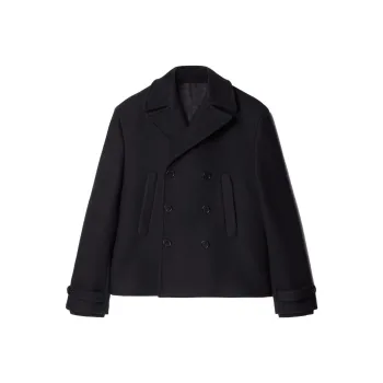 OFF-WHITE Double-Breasted Long-Sleeved Peacoat