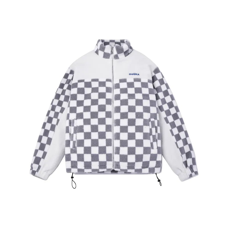 Guuka Velvet Jackets Men Gray Plaid-0