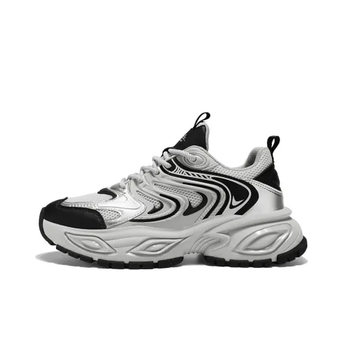 BANGNEY Vintage Mecha Shoes, Lightweight Height Increasing Support Breathable Low Top Chunky Sneakers Unisex