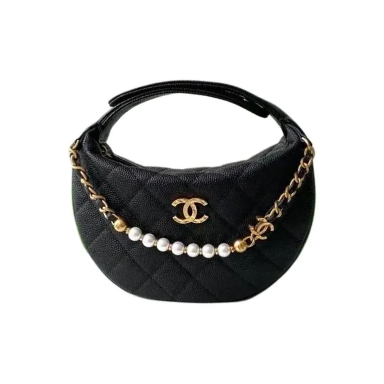 CHANEL Grain Calfskin Handbag Women's Black-0