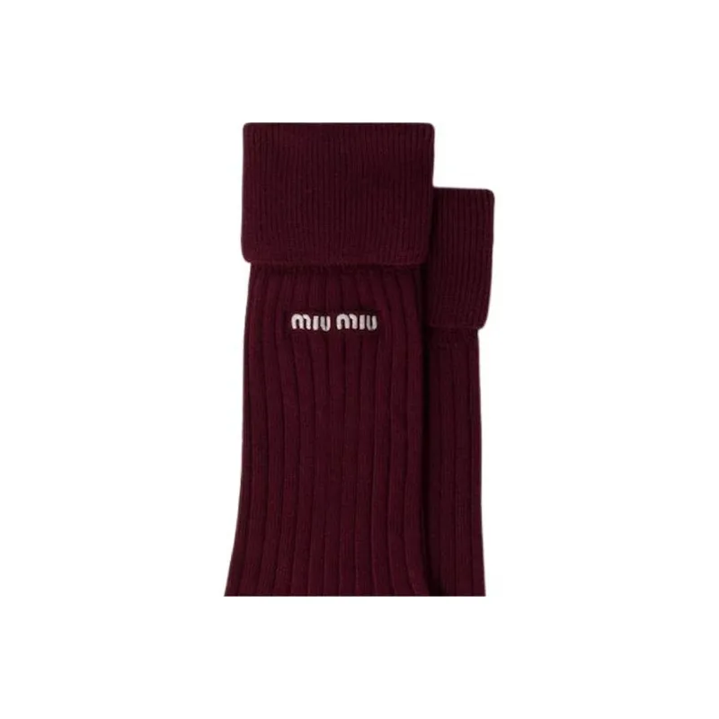 MIU MIU Mid Calf Socks Women's Red-3
