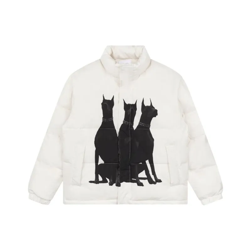 EMPTY REFERENCE Doberman Series Puffer Jacket Unisex Ecru-1