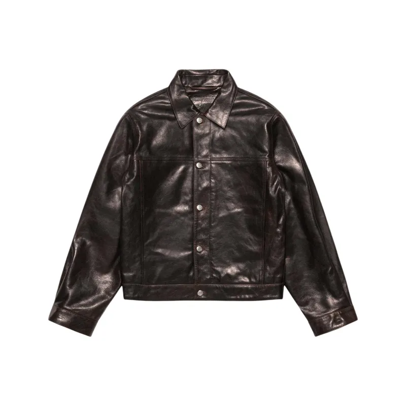 Stussy Trucker Leather Jacket-0