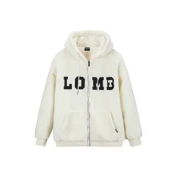 LOMBT Letter Geometric Pattern Hooded Loose Fit Thickened And Fleece-Lined Puffer Jacket Unisex