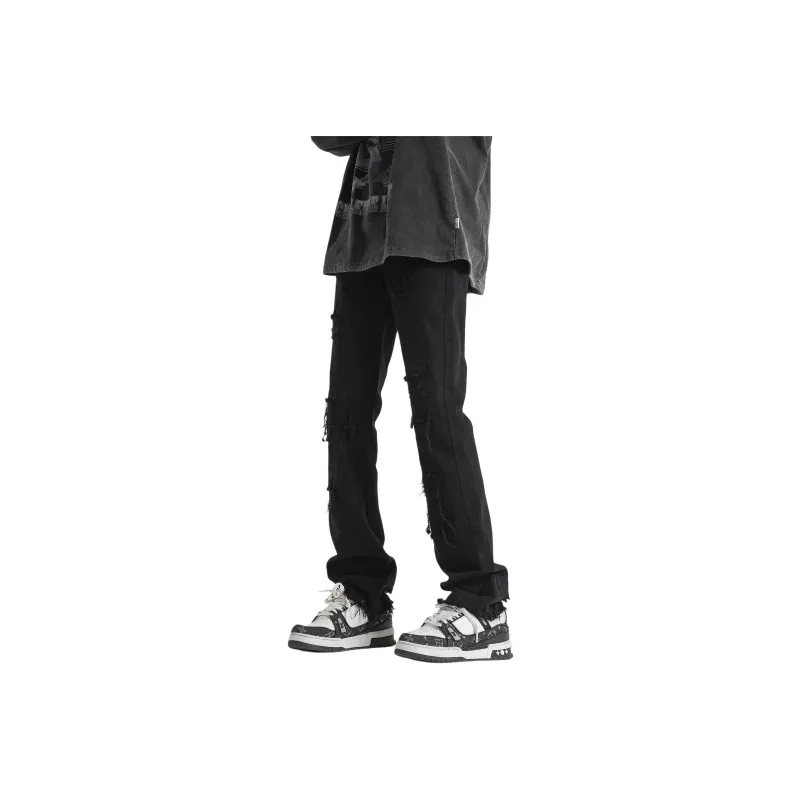 WELTER EXPERIMENT Trendy Niche Design American Luxury Streetwear Washable Ripped Jeans Unisex-4