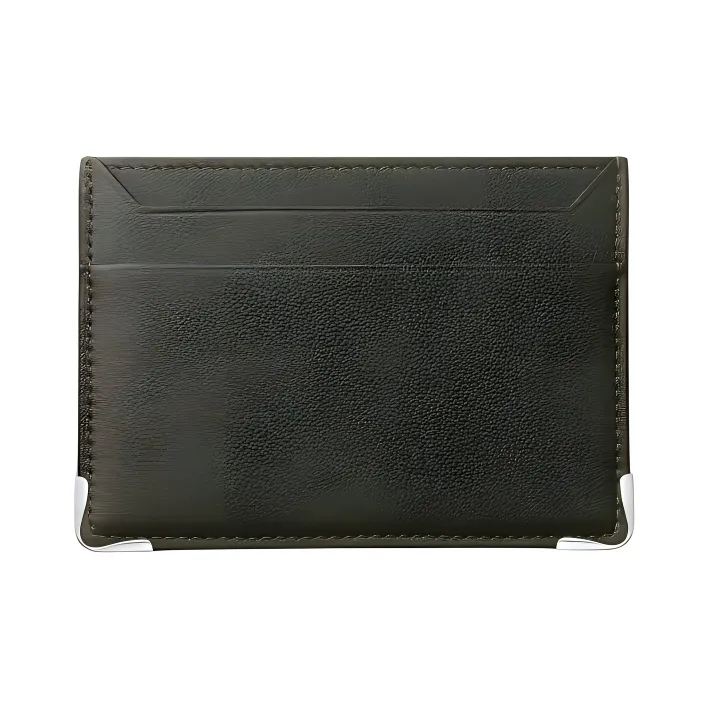 CARTIER Must De Cartier Calfskin Card Clip Card Holder Women's Khaki-1