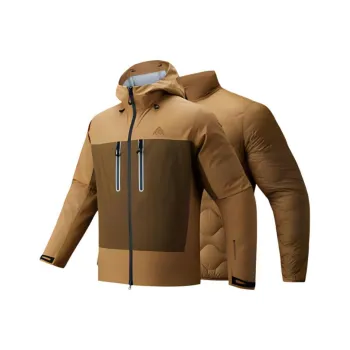 Anta Waterproof And Windproof To Keep Warm Windbreaker Jacket Men's Lotus Seed Pod Brown/Oak