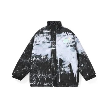 Bt Letter Stand Collar Loose Fit Puffer Jacket Unisex