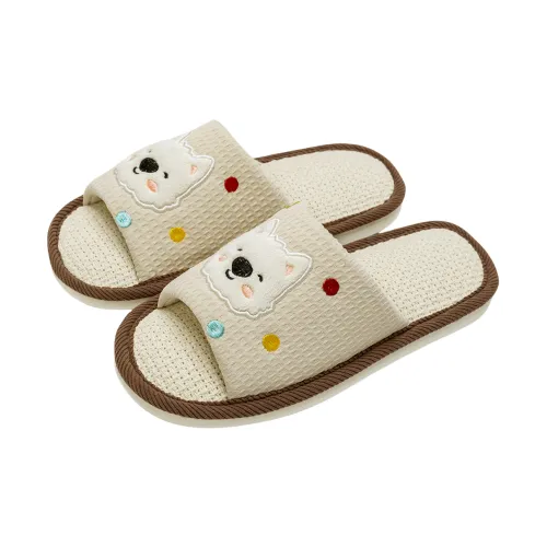 Rui Tekon Linen, Slippers, Home Indoor All Season Moisture Wicking Cute Quiet Students Dormitory Couple